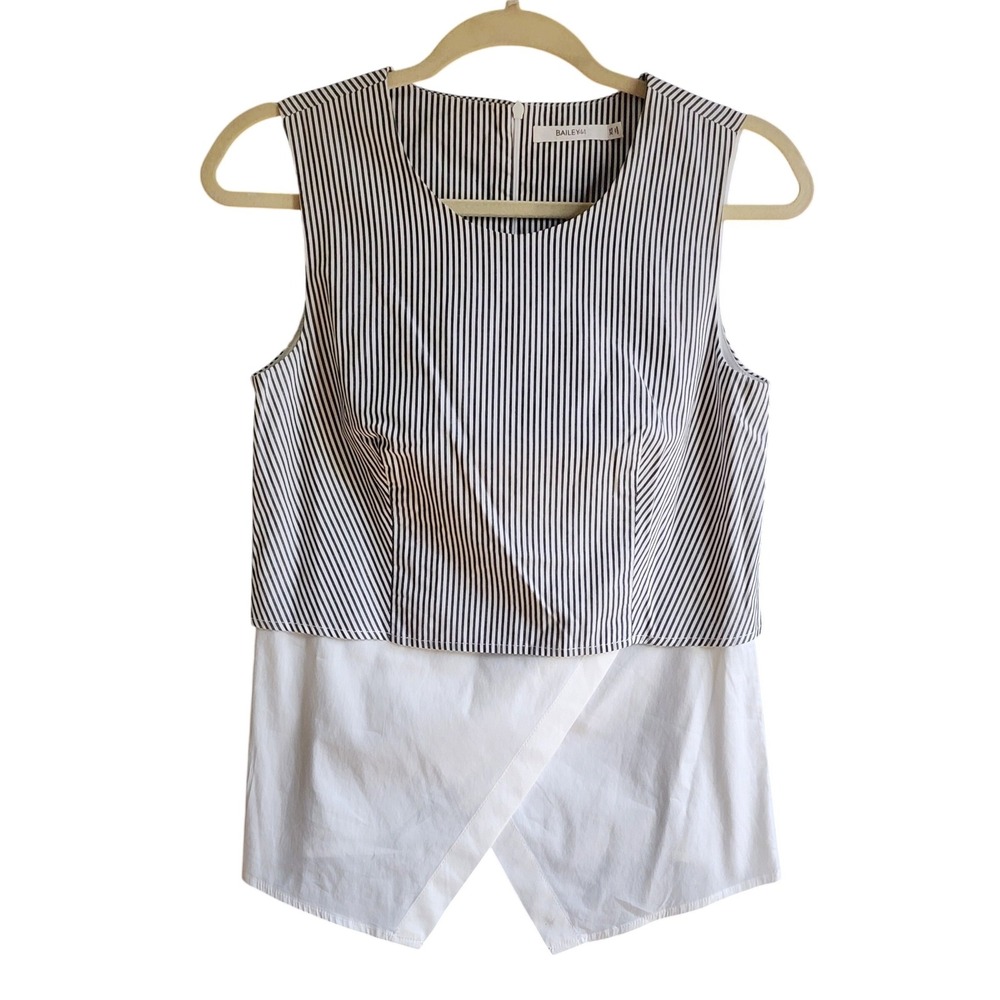 Bailey 44 Striped Sleeveless Top Women XS Black White 100% Cotton‎ USA Made